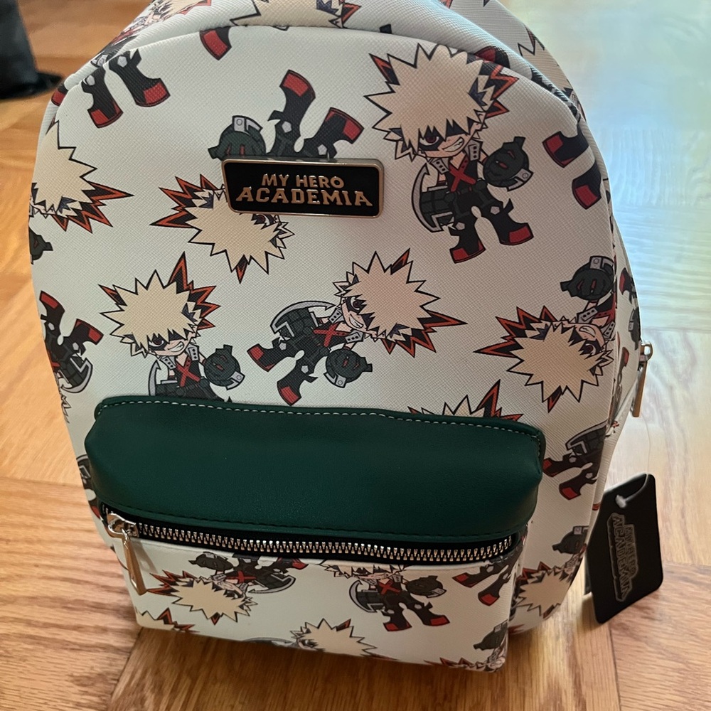 My Hero Academia backpack cream & green. New with tags